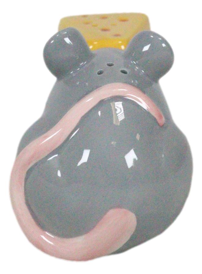 Grey Rat Mouse And Cheddar Cheese Block Ceramic Salt And Pepper Shakers Set