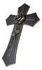 Western Black and Bronze Blooming Rose Stalk Petals Cross Wall Crucifix Plaque
