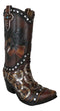 Rustic Western Running Horses Horseshoes And Cross Cowboy Boot Vase Sculpture
