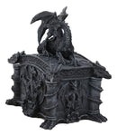 Medieval Roaring Fire Dragon On Celtic Knotwork Trinket Jewelry Box Statue Decor