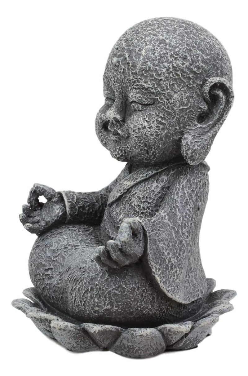 Ebros Zen Meditating Japanese Jizo Monk With Om Hand On Lotus Statue 4" Tall