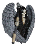 Gothic Grim Reaper Skeleton with Angel Wings Holding Scythe Heart Wall Decor