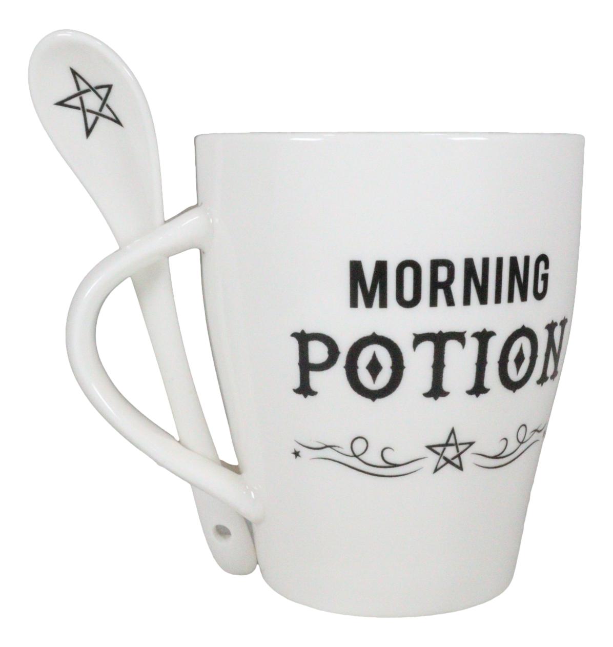 Witchcraft Wicca Morning Potion Pentagram Star Ceramic Coffee Mug And Spoon Set