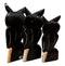 Balinese Wood Handicrafts Star Flower Night Owl Family Set of 3 Figurines 7.5"H