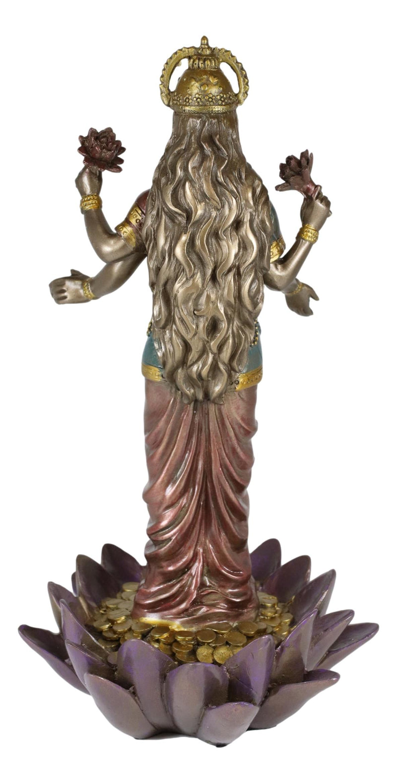 Ebros Hindu Goddess Lakshmi Standing On Lotus Blossom Statue 10"H Deity Of Prosperity