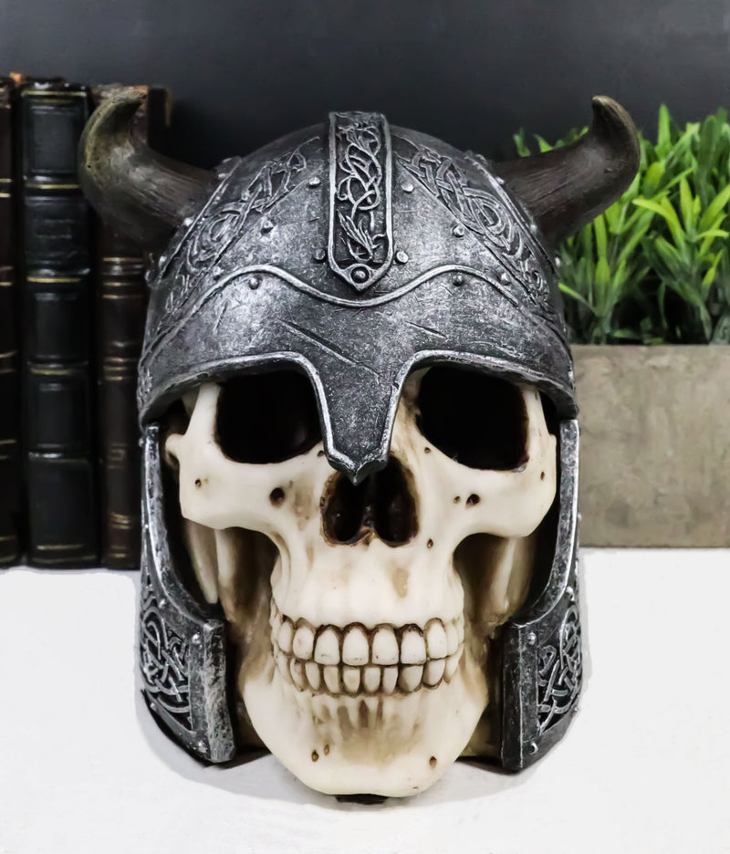 Viking Lord Chieftain Horned Helmet Skull Jewelry Box Figurine Sculpture