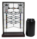 Ebros Frank Lloyd Wright Robie House Modern Stained Glass Metal Framed Hanging Wall Decor