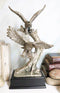 Large King Of The Skies Electroplated Silver Bald Eagles Taking Flight Statue