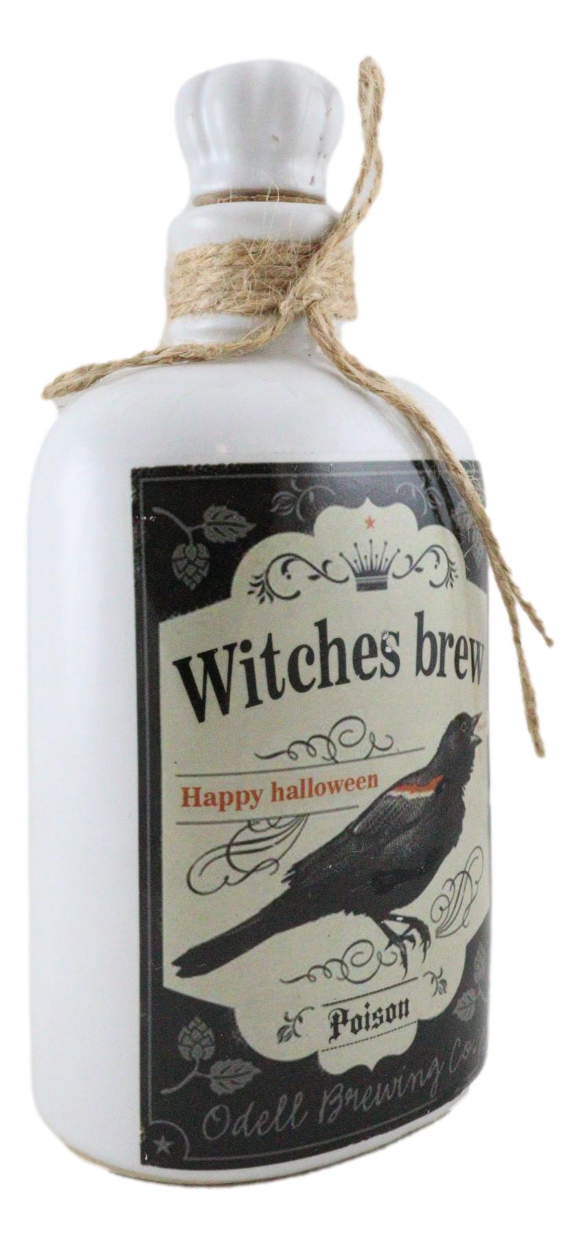 Ebros Gift Witches Raven Brew Happy Halloween Poison Ceramic Bottle - Ebros Gift