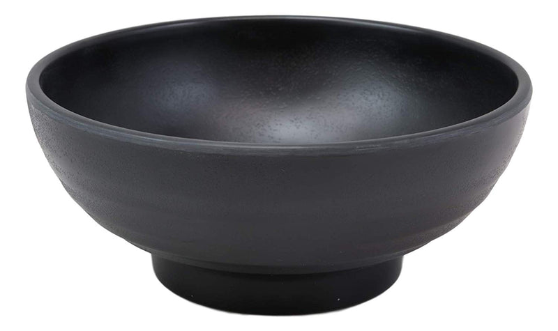 Ebros Contemporary Round 7.5" Diameter Matte Black Jade Melamine Ramen Salad Pho Pasta Soup Bowls Pack Of 6 Set Dinner Bowl Pack Restaurant Supply