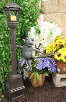 40"H Aluminum Whimsical Frog Dancing By Street Light Post Garden Lantern Statue