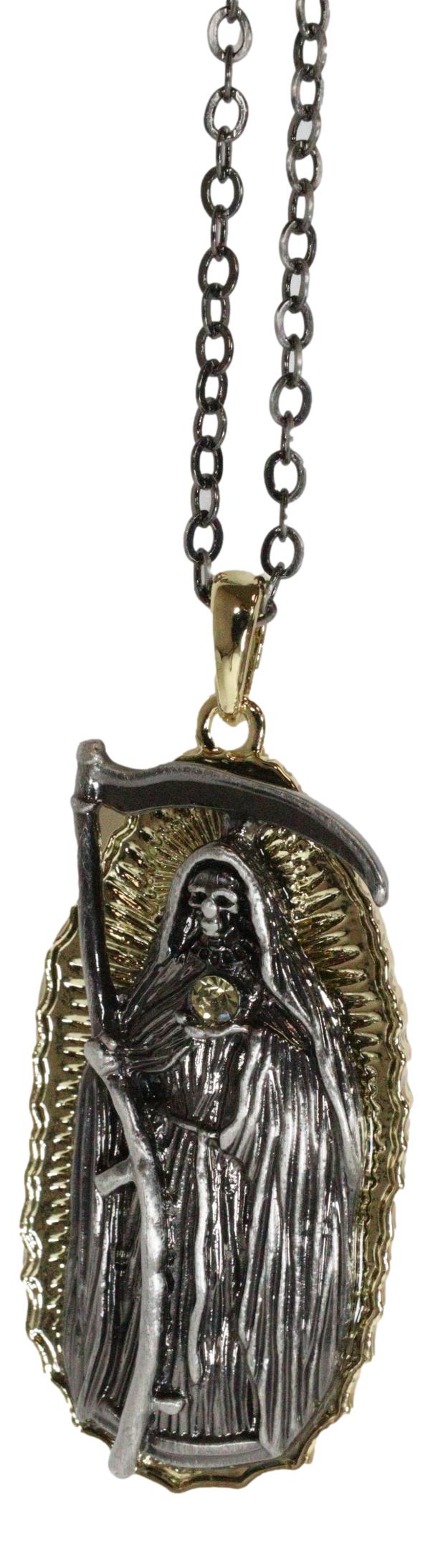 Day Of The Dead Santa Muerte Pewter Necklace Our Lady Of Holy Death Lead Free