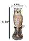 Brown Great Horned Owl Perching On Tree Branch Figurine Nocturnal Bird 14"H