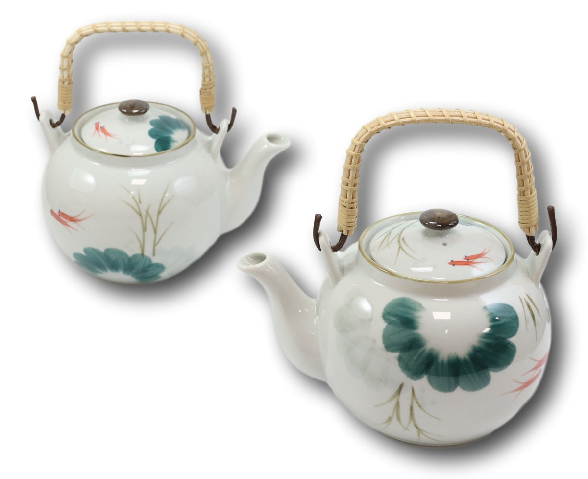 Set Of 2 Feng Shui Yin Yang Koi Fish Pair In Pond Ceramic Tea Pot 38oz Teapots - Ebros Gift