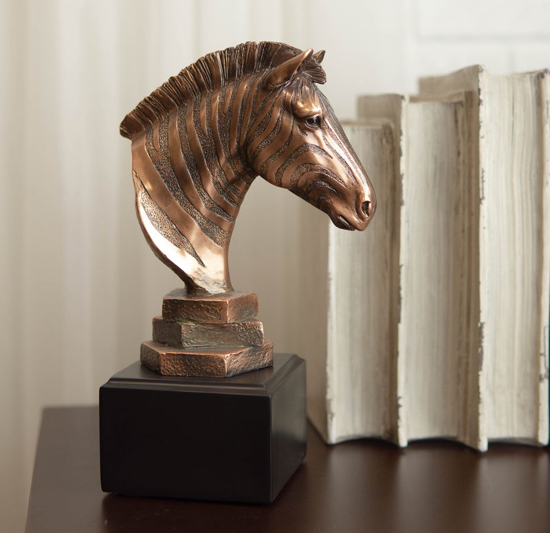 Ebros Madagascar Safari Zebra Horse Bust Statue In Bronze Electroplated Finish
