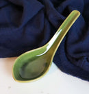 Ebros Made In Japan Modern Glazed Ceramic  Shades Of Green Soup Spoons Set Of 6