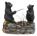 Ebros Whimsical Rustic Forest Black Bears Father and Son Making Marshmallow Smores by Bonfire Campfire Night Light Small Statue Woodland Cabin Lodge Decor Bear Figurine As Decorative Home Accent