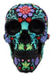Ebros Gift Day Of The Dead Black Multi Colored Floral Tattoo Skull Figurine 8"L