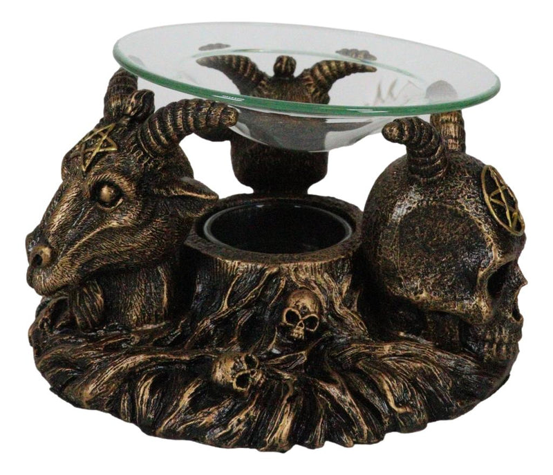 Pagan Occult Baphomet Sabbatic Goat Skull Demon Candle Oil Tart Scent Burner