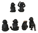 Ebros Whimsical Monkey See Monkey Do Set of 6 Chimpanzee Multi Pose Figurines