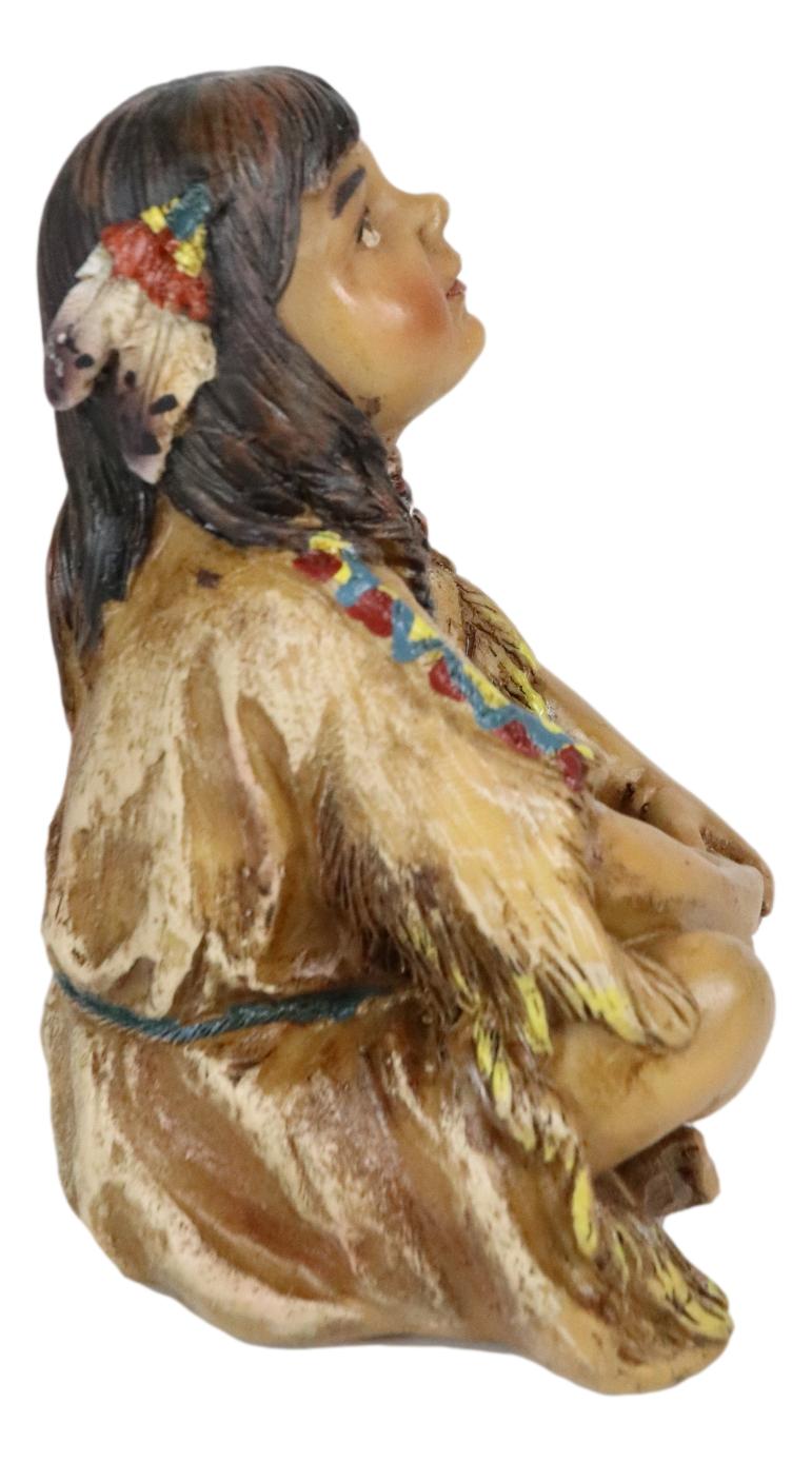 Cultural Native American Indian Tribal Child Girl Sitting Collectible Figurine