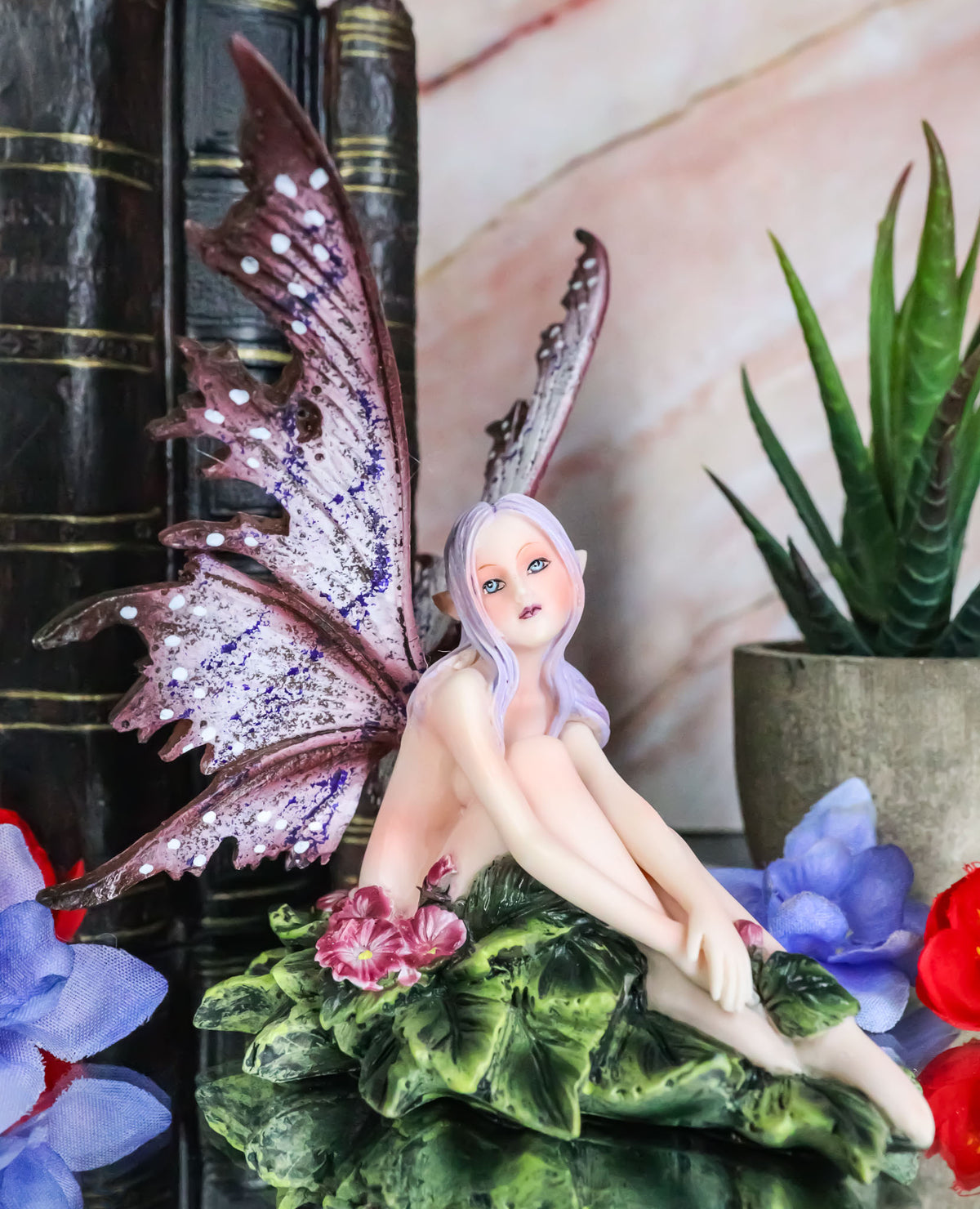 Amy Brown Whimsical "Anemone" Pink Flower Garden Fairy Figurine Fae Magic Statue