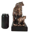 Black Bear Mother With Cub Climbing Rock Bronze Electroplated Resin Statue 9"H