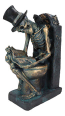 Constipated Skeleton With Raven On Graveyard Toilet Bowl Reading Book Figurine