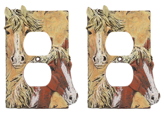 Rustic Western Chestnut Palomino Horses Duplex Outlet Receptacle Cover Set Of 2