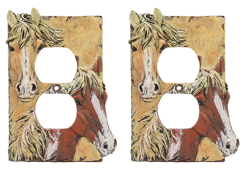 Rustic Western Chestnut Palomino Horses Duplex Outlet Receptacle Cover Set Of 2