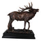Large Wapiti Bull Elk Deer Rustic Bronze Plated Finish Statue With Trophy Base