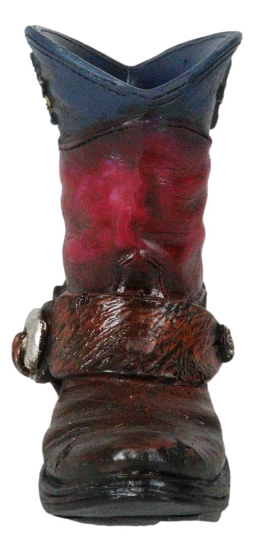 Rustic Western Texas State Flag Fancy Cowboy Boot With Spur Toothpick Holder - Ebros Gift