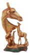 Ebros Safari Giraffe Bust Statue 12"Tall Faux Wood Resin Giraffe Family in Wilfdlife Savanna Scene Figurine