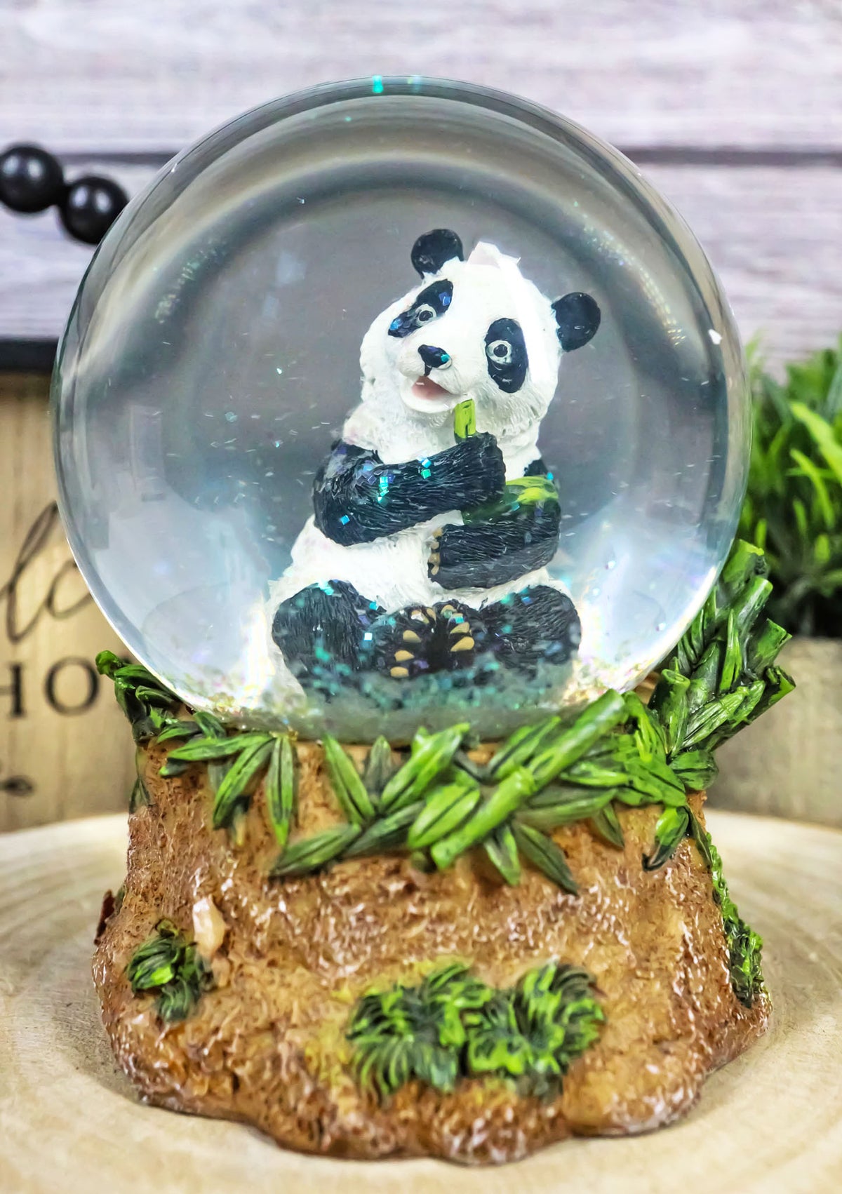 Ebros Giant Panda Bear Eating Bamboo Water Globe Collectible 6.25" Tall Decor - Ebros Gift