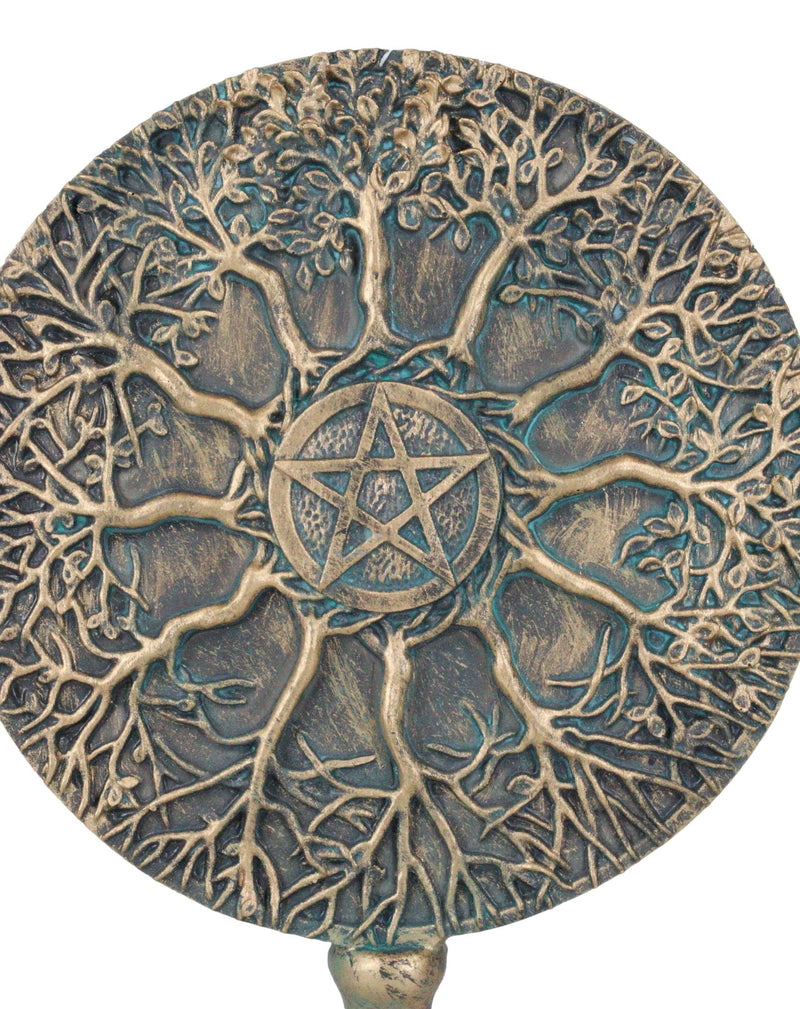 Wicca Spring Summer Fall Winter Trees Wheel of Life With Pentagram Figurine