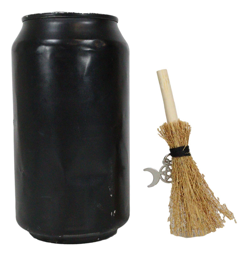 Wicca Witch Broom Magick Broomstick W/ Pentagram Triple Moon Pendant Lucky Charm