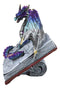 Guardian Of Bibliography Purple Blue Dragon Emerging Out Of Spell Book Figurine