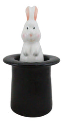 White Rabbit In Black Magician Top Hat Ceramic Salt Pepper Shakers Collectible