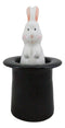 White Rabbit In Black Magician Top Hat Ceramic Salt Pepper Shakers Collectible