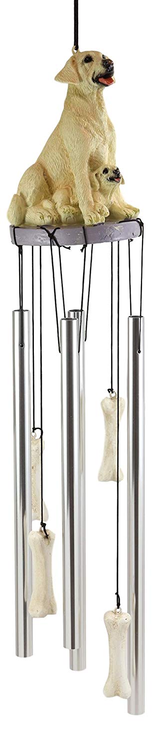 Pedigree Dogs Golden Retriever Dog With Puppy Figurine Top Resonant Wind Chime