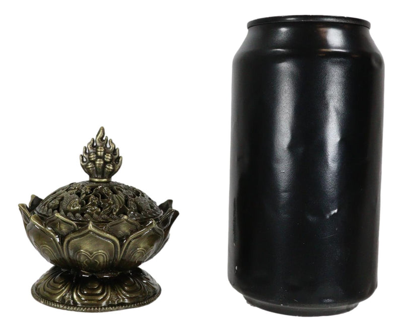 Buddha Padma Lotus Incense Holder Burner Figurine Eastern Meditation Decor 4"Dia