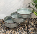 Galvanized Metal Rustic 3 Tier Basins Cascading Electric Water Fountain Feature
