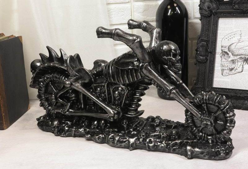 Ebros Hell Ghost Rider Skull Chopper Motorbike Wine Holder Figurine 15.25" L