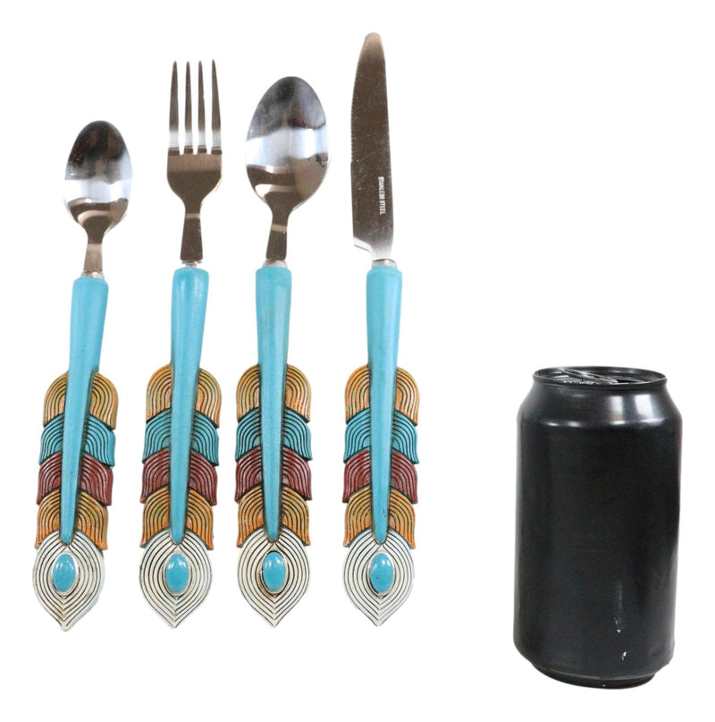 Southwest Chic Indian Turquoise Feather Flatware 4 Spoon Teaspoon Fork–  Ebros Gift