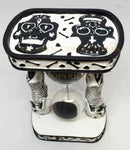 Ebros White Black Wedding Sugar Skulls Day of The Dead Sand Timer Skeleton Figurine