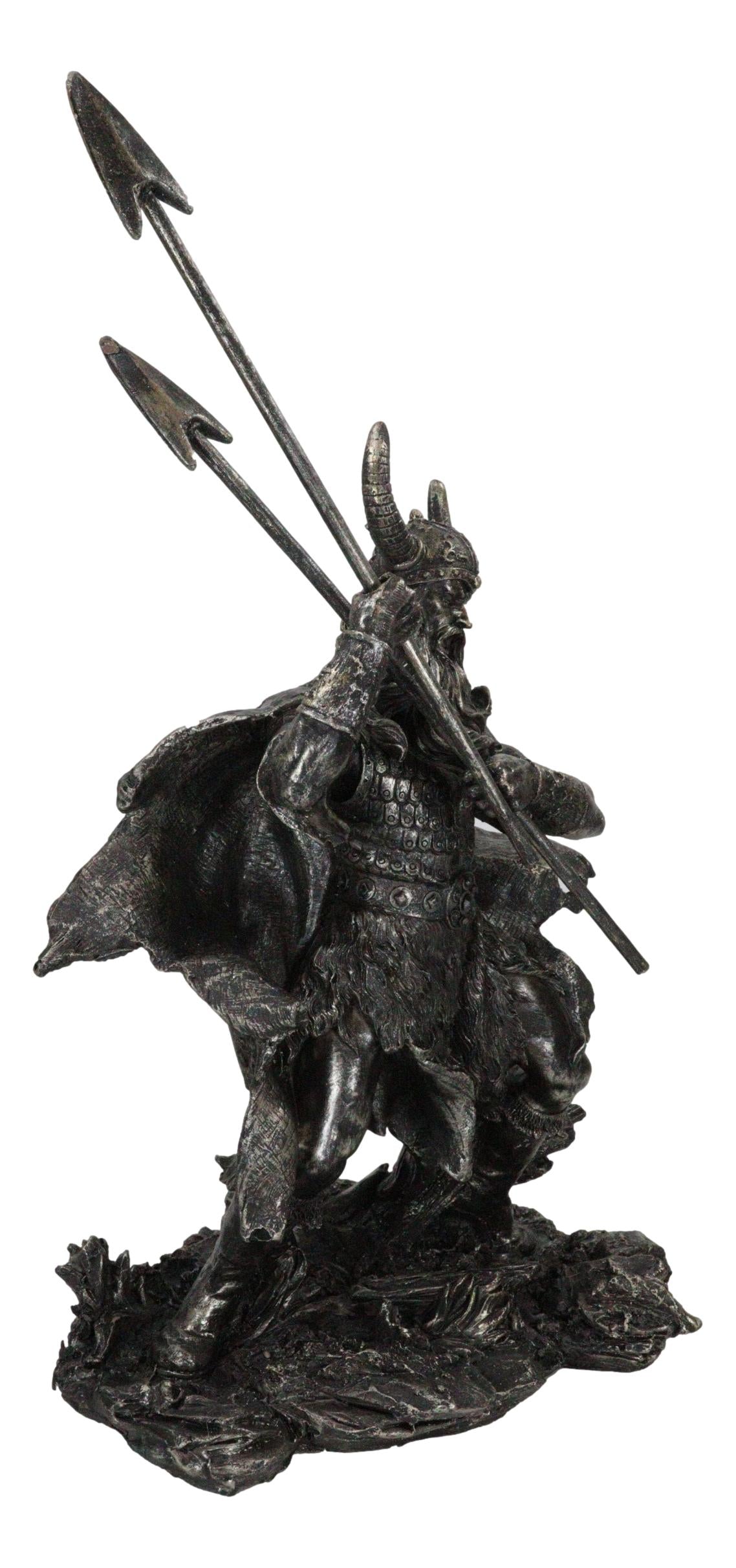 Viking Norse God Odin Alfather With Horned Helm Holding Javelin