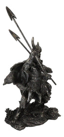 Viking Norse God Odin Alfather With Horned Helm Holding Javelin Spears Figurine