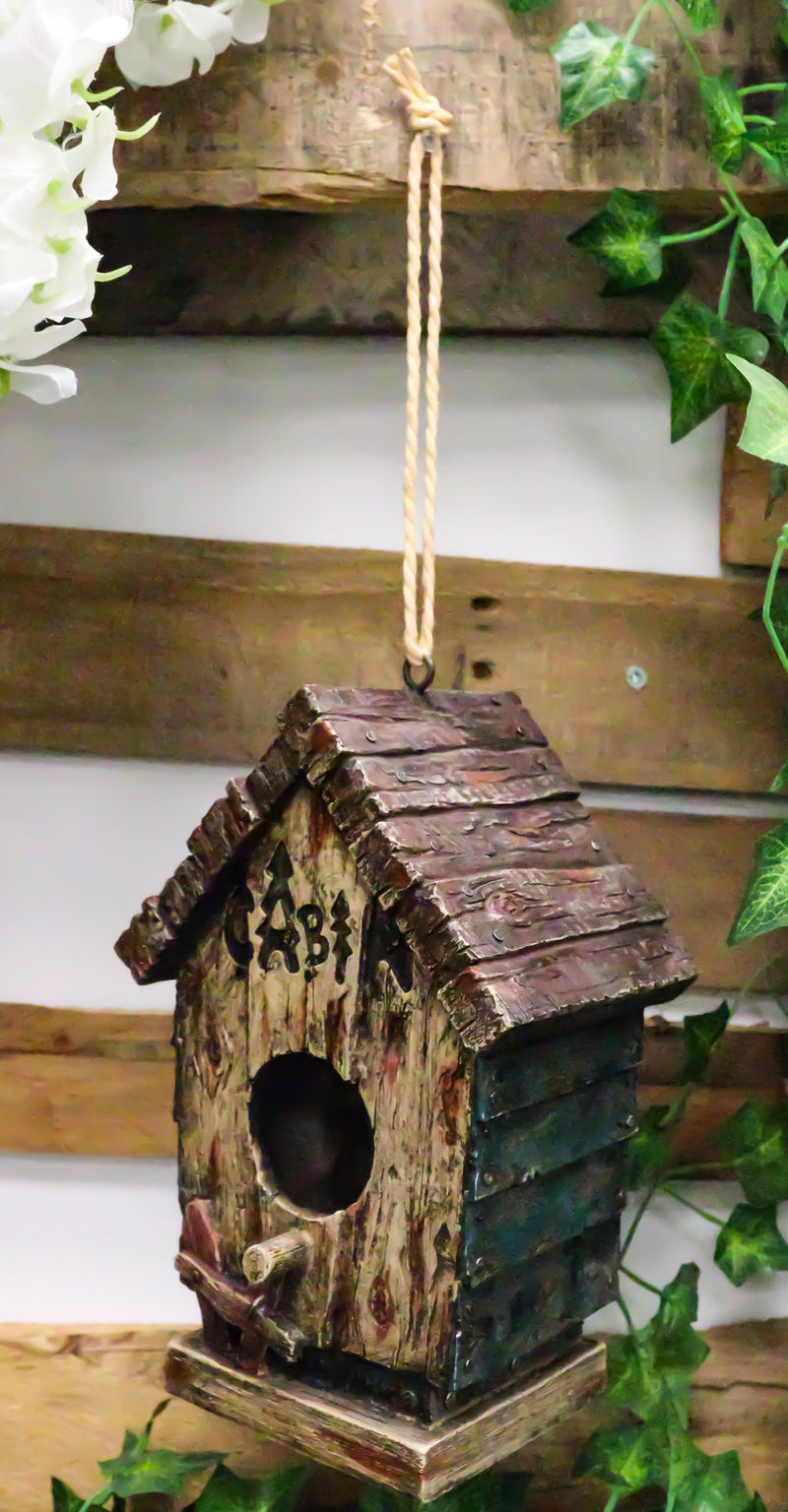 Rustic Western Cozy Faux Wooden Cabin Birdhouse Bird Feeder House Branch Hanger