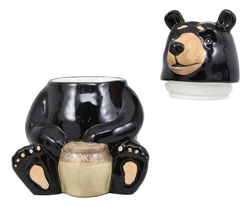 Ebros Rustic Wildlife American Black Bear With 'Cookies' Honey Pot Ceramic Cookie Jar 8.25"Tall