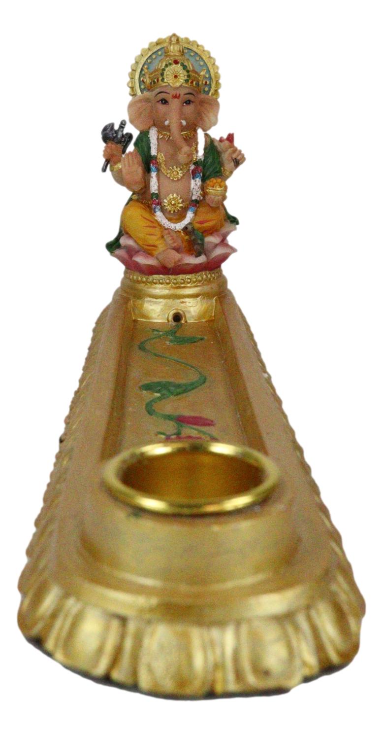 Ebros Golden Supreme Elephant God Ganesha Ganapati Hindu Incense Holder Vastu Statue - Ebros Gift